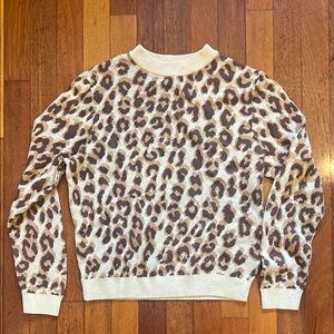 a new day Brown and Cream Leopard Print Crewneck Sweater